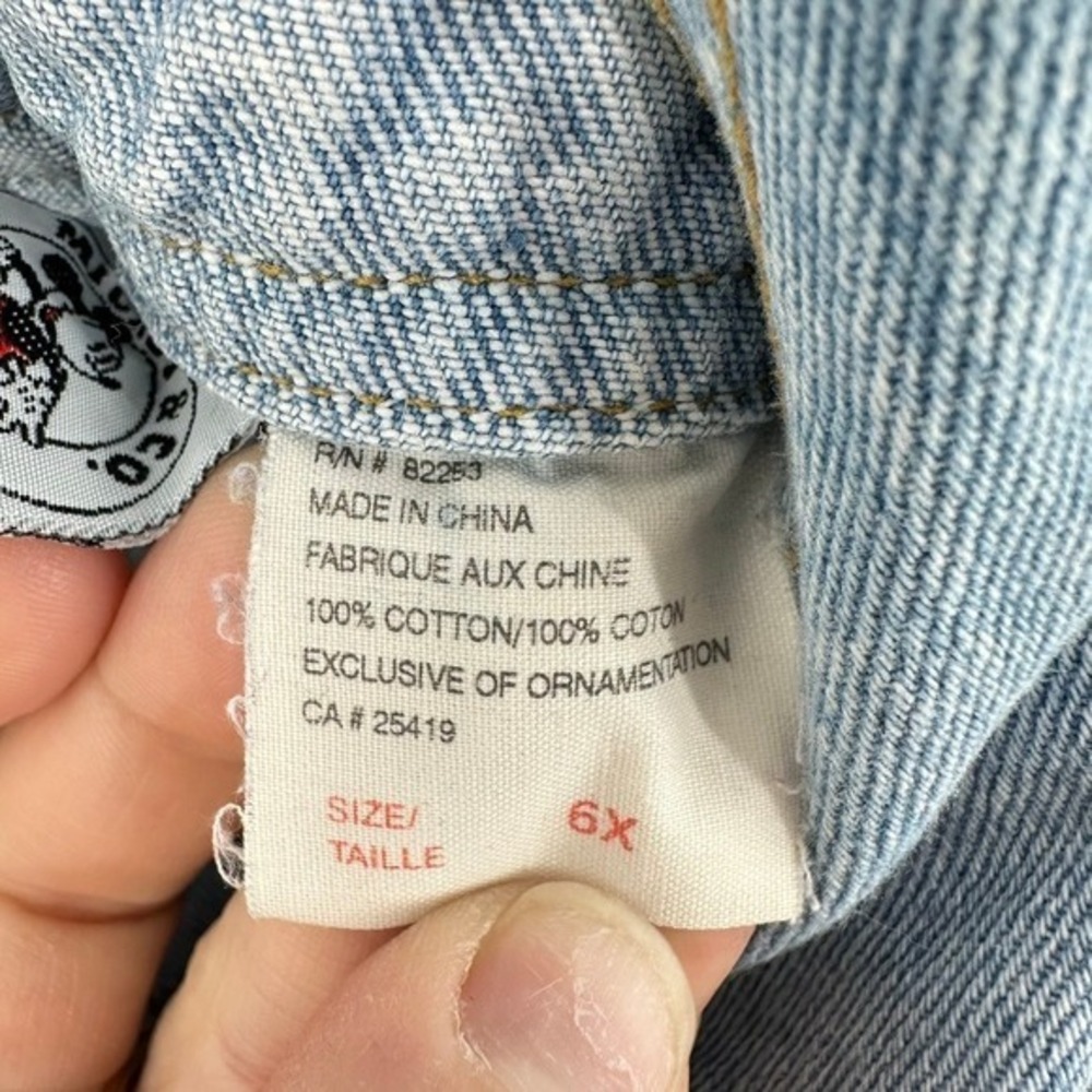 Vintage 90s Mickey & Co Denim Jean Overalls Kids Embroidered Patches Disney - Picture 12 of 13